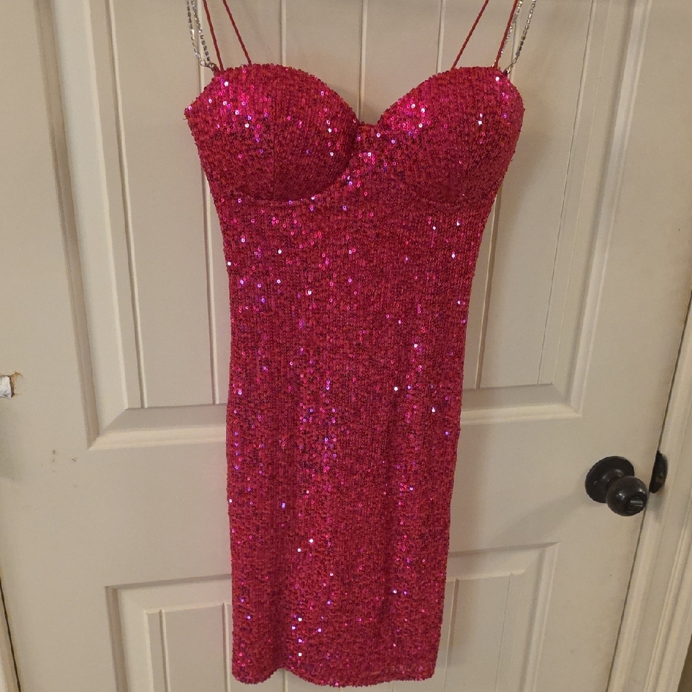 Windsor Hot Pink Sequin Mini Dress